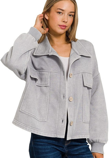 Stone Washed Cropped Jacket