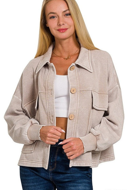 Stone Washed Cropped Jacket