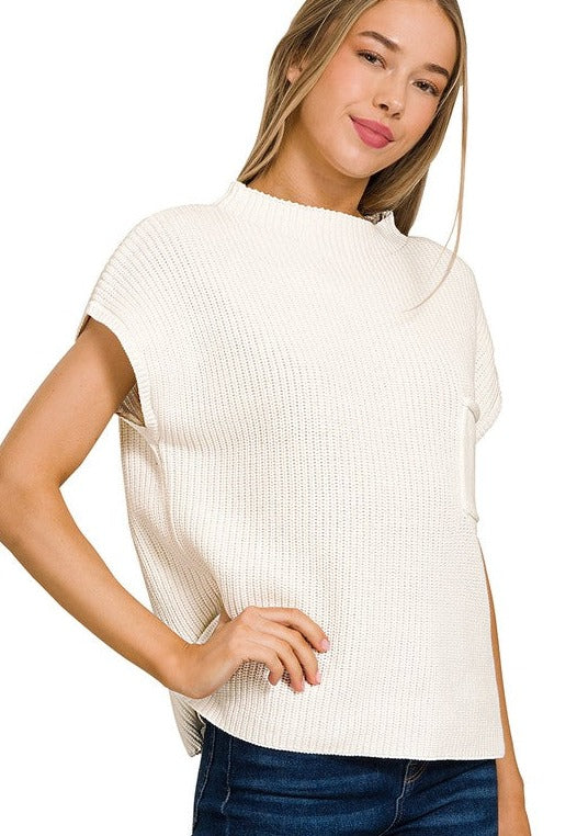 Mock Neck Cotton Sweater