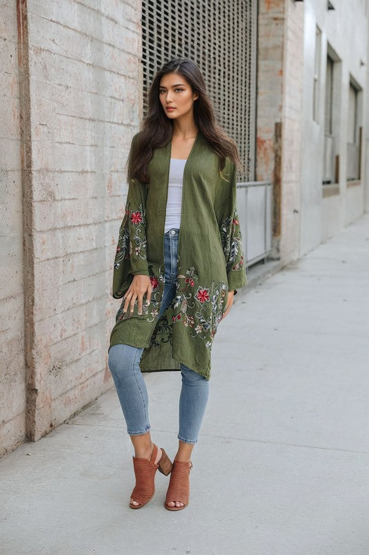 Long Floral Kimono